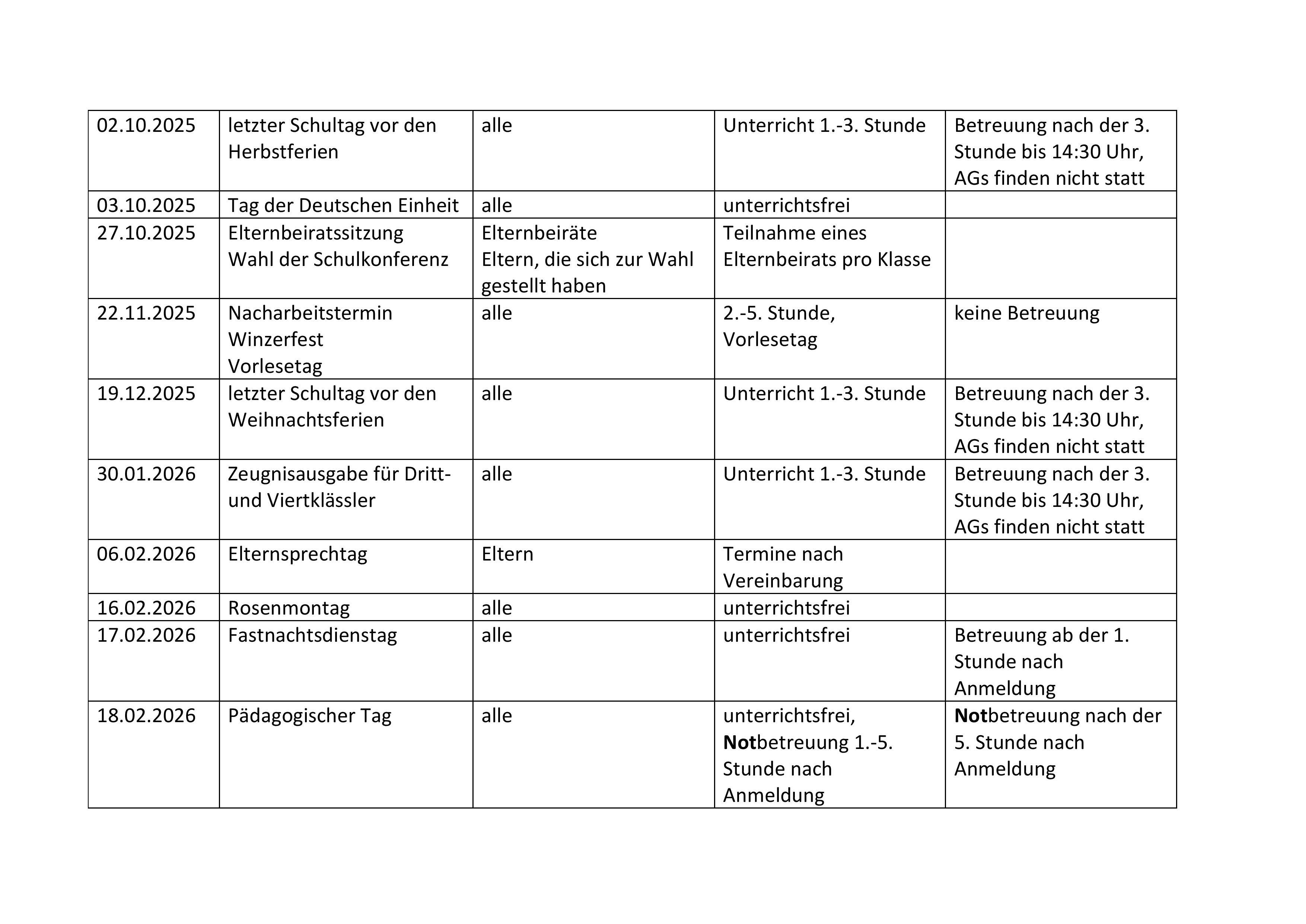 Terminkalender der Geiersbergschule 2025 26 2